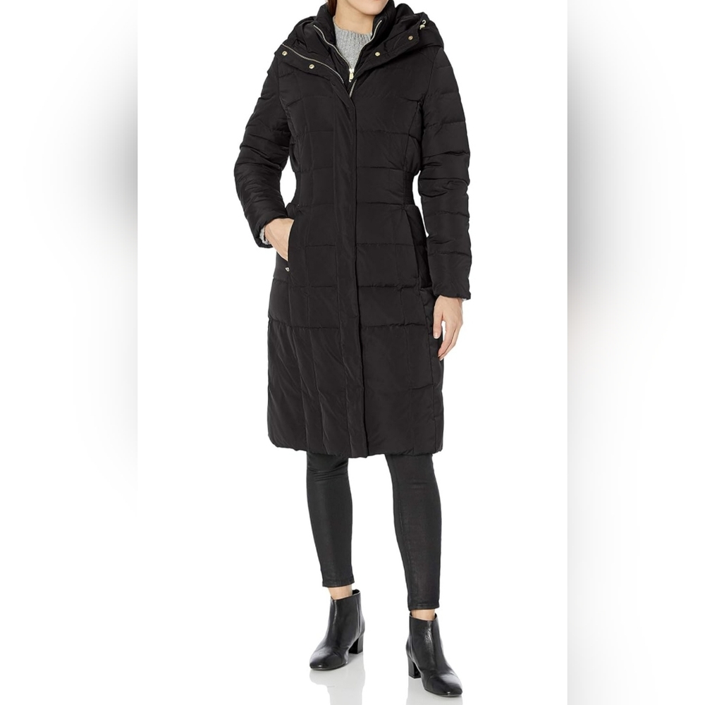 Cole Haan Womena Knee length Hooded Quilted down coat